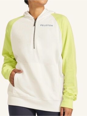 Peloton Women White and Lime Raglan Half-Zip Hoodie Size 1X